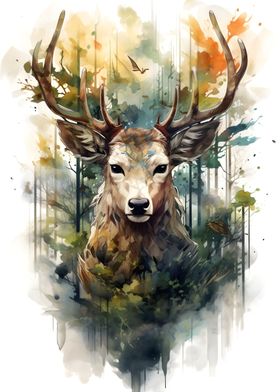 Deer Watercolor Painting