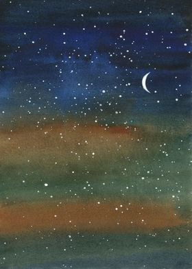 Starry Night Landscape Art