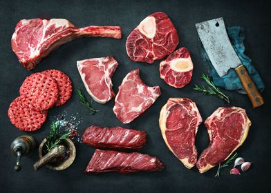 Variety of cuts of meats