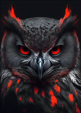 Black wild angry owl with 