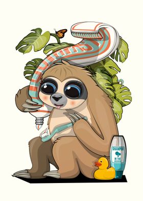 Sloth Cleaning Teeth