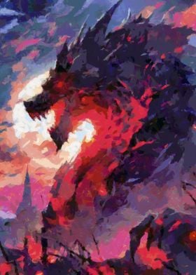 Dark red dragon fantasy