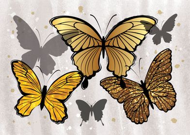 Luxurious gold butterflies