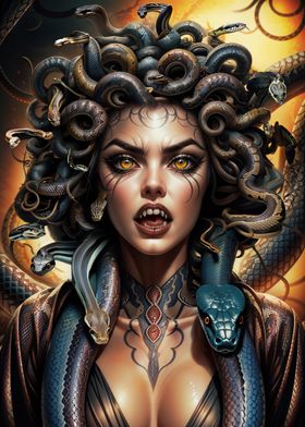 Gorgon Medusa Greek mythology, digital illustration Stock Illustration