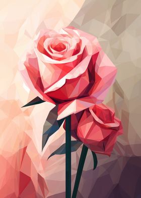 Cubism Pink Rose Flower