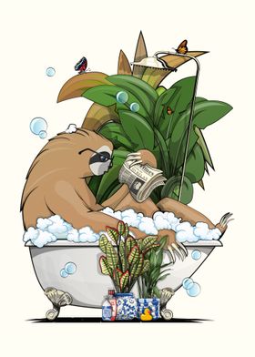 Sloth reading in the Bath