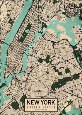 New York City Map Vintage