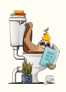 Sloth Using Toilet