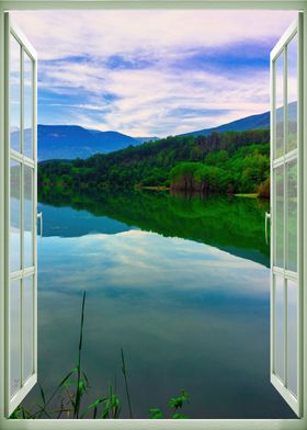 Window view lake landscape