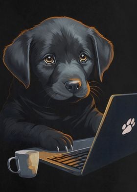 Cute Funny Dog wit PC