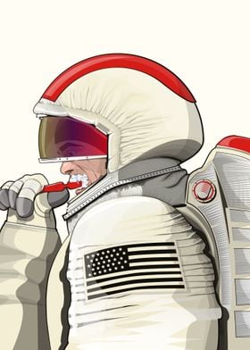 Astronaut Brushing Teeth