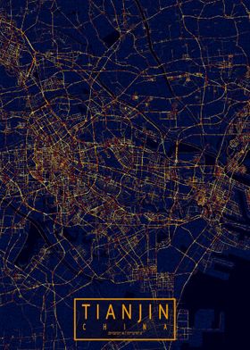 Tianjin Map City At Night