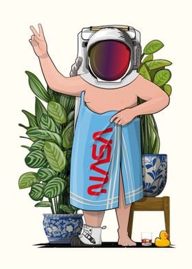 Astronaut in Bath Towel