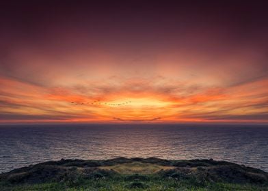 Sunset landscape at ocean