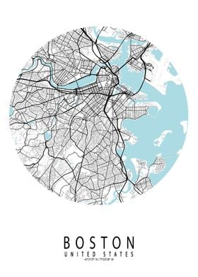 Boston City Map Circle