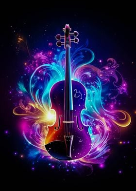 music violin neon