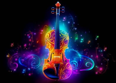 music violin neon