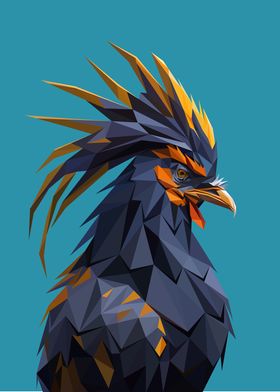 Rooster Low Poly Portrait