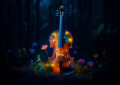 music violin and flower