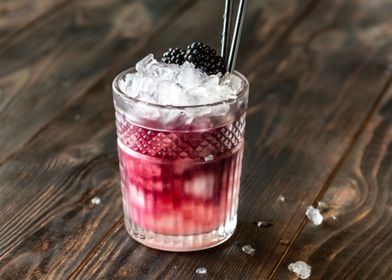 Glass of Bramble cocktail