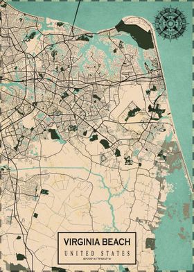 Virginia Beach Map Vintage