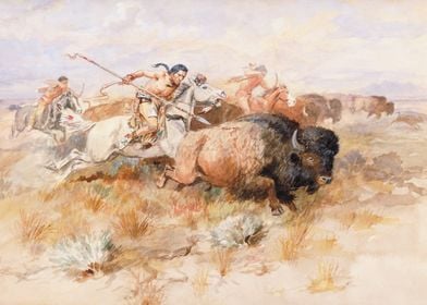 Indians Hunting Bison