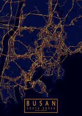 Busan Map City At Night