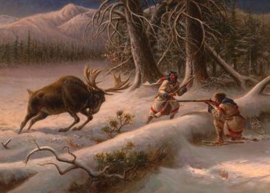 Moose Charging Hunters