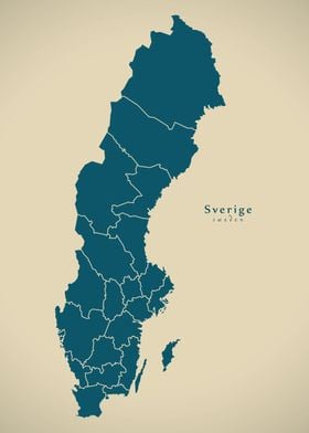 Sweden with counties map