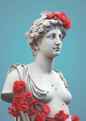 Marble Head With Roses