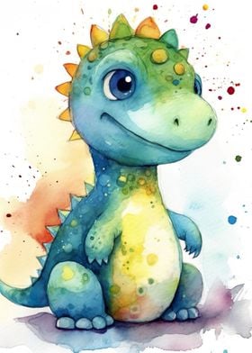 Cute Dino Watercolor