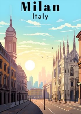 Milan Italy Travel Poster
