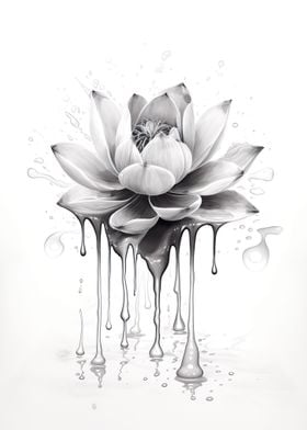 Monochrome Lotus Flower