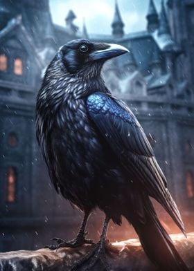 fantasy raven under rain