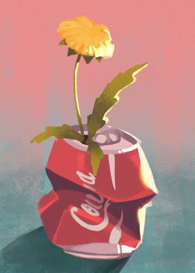 dandelion in a can