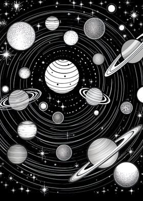 Vintage retro space Art