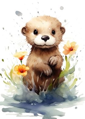 Watercolor Otter