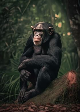 Serious chimpanzee