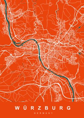 Map WURZBURG GERMANY 