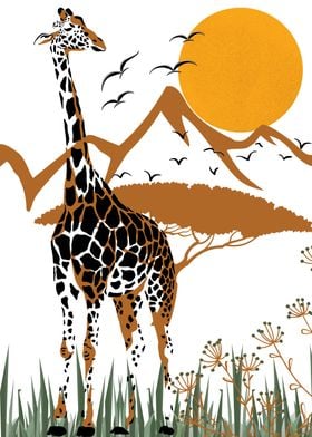 Giraffe in the savannah 2