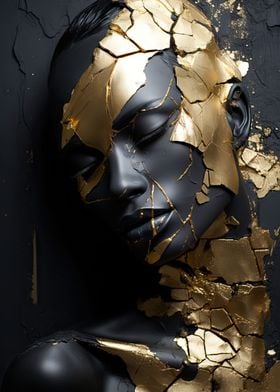 Kintsugi gold portrait