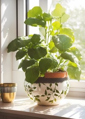 Green Plant in Kitchen