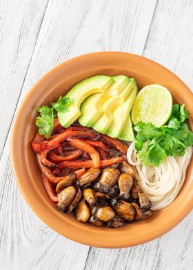 Bowl of rice noodles 