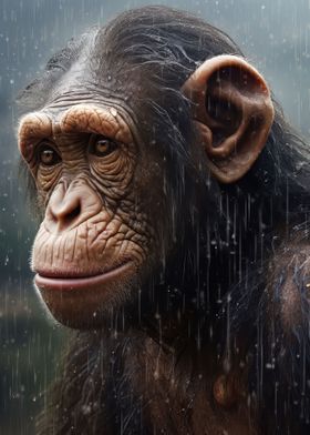 Wet Chimpanzee CloseUp