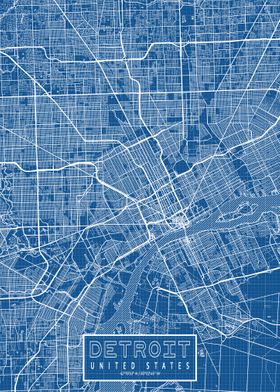 Detroit City Map Blueprint