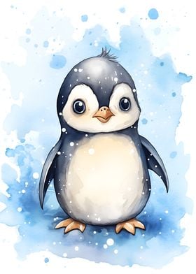 Cute Watercolor Penguin