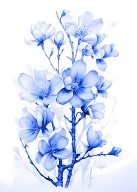 Blue Flower Cherry Blossom