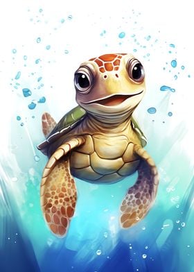 Cute watercolor turtle