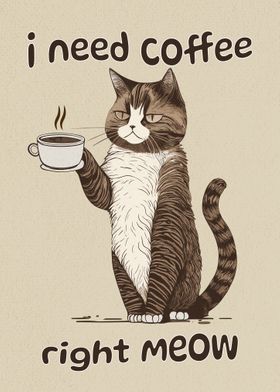 I Need Coffee Right Meow