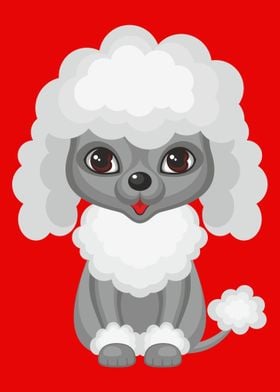 Cute Gray Poodle Puppy Dog